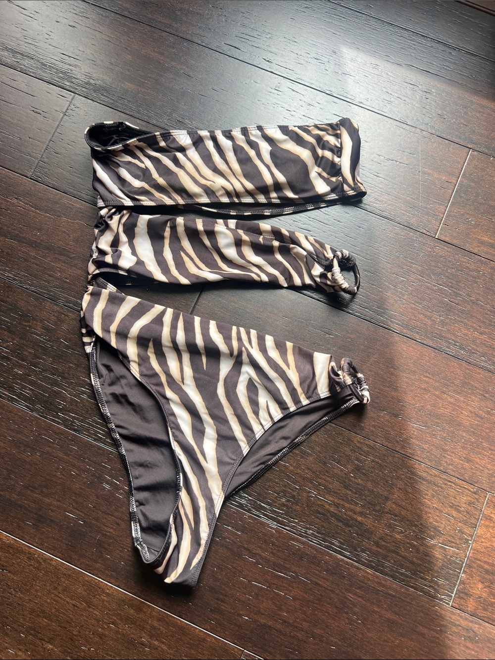 Zara Black & Cream Zebra-Print swimsuit